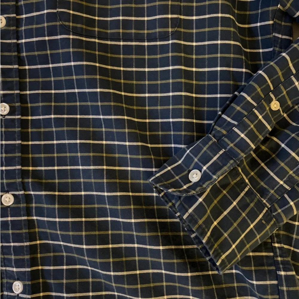 J.‎ Crew Navy Plaid Oxford Button Up Long Sleeve Shirt